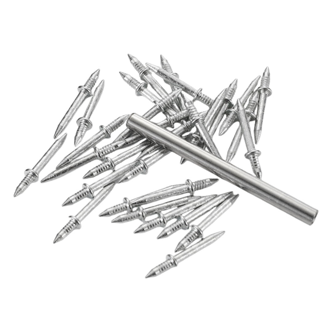 釘 ネジ 双頭 50本セット 専用スリーブ付き 両頭 隠し釘 見えない 巾木 幅木 固定 DIY 工芸 ダブルヘッド ネイル