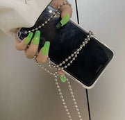iPhoneケース カバー スマホケース チェーンストラップ付き ショルダー 肩掛け 斜めがけ 軽量 耐衝撃 背面保護 クリア 透明
