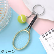 キーホルダー キーリング バッグチャーム ラケット ボール テニス 2重リング 飾り 小物 アクセサリー かわいい プレゼント ギフト