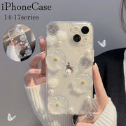 iPhone用ケース 携帯ケース iPhone用カバーiPhone17用 iPhone16用 iPhone15用 花 フラワー クリア 透明 スケルトン ラメ かわいい おしゃれ 傷防止 汚れ防止
