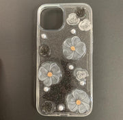 iPhone用ケース 携帯ケース iPhone用カバーiPhone17用 iPhone16用 iPhone15用 花 フラワー クリア 透明 スケルトン ラメ かわいい おしゃれ 傷防止 汚れ防止
