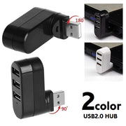 USBハブ 3ポート パソコン周辺機器 HUB USB2.0 回転式 外付け 携帯 データ転送 保存 充電 コンパクト ミニサイズ 便利グッズ シンプル スタイリッシュ 自宅 オフィス 事務用品 PC周辺機器 白 黒