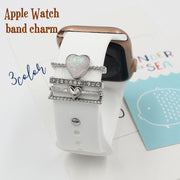 スマートウォッチアクセサリー 4本セット applewatch アップルウォッチ レディース 女性 バンドチャーム ハート ラインストーン かわいい キュート キラキラ おしゃれ ベルト用アクセ シルバーカラー ゴールドカラー ローズゴールドカラー
