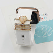 スマートウォッチアクセサリー 4本セット applewatch アップルウォッチ レディース 女性 バンドチャーム ハート ラインストーン かわいい キュート キラキラ おしゃれ ベルト用アクセ シルバーカラー ゴールドカラー ローズゴールドカラー