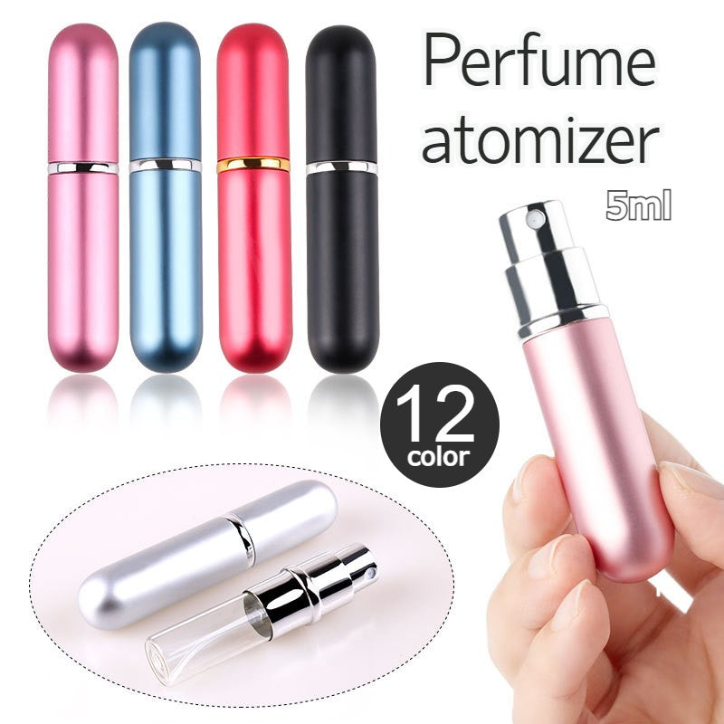 アトマイザー 香水 5ml 持ち運び 詰め替え スプレー ポータブル コンパクト 軽量 小さい メタル マット 光沢 手軽 カプセル ミニボトル アロマ フレグランス コロン 携帯 香水ボトル カラバリ豊富 シンプル 無地 男女兼用 ゴールド 金 シルバー 銀 ピンク ブルー レッド 赤 青 グリーン 緑 パープル 紫 グレー 灰