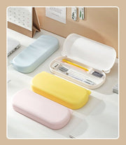 箱型ペンケース 筆箱 筆入れ 小物入れ 片開きボックス型 文房具 文具 コスメ収納 大容量 軽量 防水 仕切り 無地 コンパクト