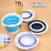 筆洗いバケツ 折り畳み シリコン 折り畳みバケツ シリコンバケツ 筆置き 筆差し 筆スタンド ブラシスタンド 筆洗い バケツ 水彩 絵具 パレット 持ち運び コンパクト かわいい おしゃれ