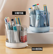 ペン立て ペンホルダー メイクブラシスタンド 小物入れ 机上 卓上収納ケース 文房具 コスメ 化粧品 360度回転 仕切り付き