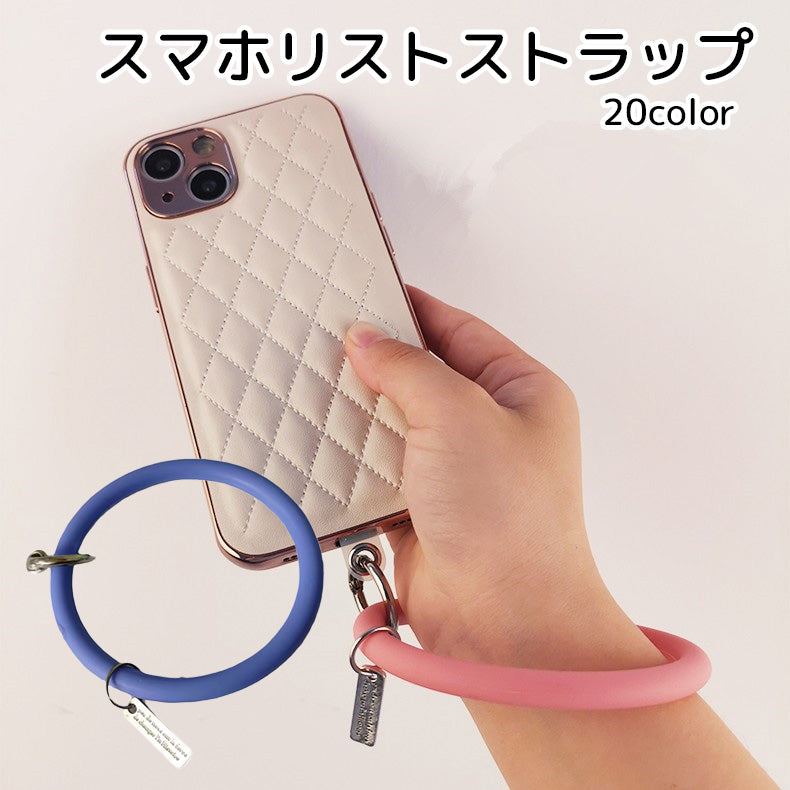 スマホリストストラップ スマホ用品 太め ホワイト ブラック ブルー グリーン ピンク シリコン 便利グッズ 落下防止 カラバリ豊富