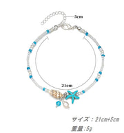 アンクレット アクセサリー ジュエリー ひとで 貝 ビーズ 足首 レディース 女性 かわいい 夏 おしゃれ ギフト プレゼント ターコイズブルー ファッション