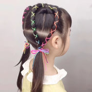 編み込みリボン ヘアリボン 10本セット キッズ 女の子 ガールズ ヘアアクセサリー ヘアアレンジ ロープ 紐 ひも ロング 三つ編み リボン編み カラフル