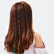 編み込みリボン ヘアリボン 10本セット キッズ 女の子 ガールズ ヘアアクセサリー ヘアアレンジ ロープ 紐 ひも ロング 三つ編み リボン編み カラフル