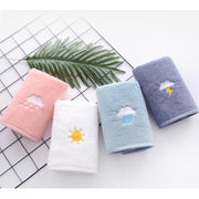 フェイスタオル 35×75cm インテリア用品 日用品 バス用品 刺繍 天気 厚手 吸水 ふんわり おしゃれ かわいい 脱衣所 キッチン トイレ ジム デイリー ギフト
