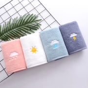 フェイスタオル 35×75cm インテリア用品 日用品 バス用品 刺繍 天気 厚手 吸水 ふんわり おしゃれ かわいい 脱衣所 キッチン トイレ ジム デイリー ギフト