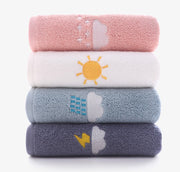 フェイスタオル 35×75cm インテリア用品 日用品 バス用品 刺繍 天気 厚手 吸水 ふんわり おしゃれ かわいい 脱衣所 キッチン トイレ ジム デイリー ギフト