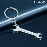 キーホルダー ミニ工具 ツール ミニチュア シルバーカラー つや消し マット DIY ハンマー レンチ スパナ ペンチ プレゼント