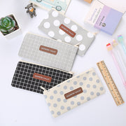 ペンケース 筆箱 ふでばこ 筆記用具入れ 小物収納 ポーチ 文房具 ステーショナリー ファスナー シンプル チェック 格子 ドット 水玉 おしゃれ 可愛い