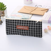 ペンケース 筆箱 ふでばこ 筆記用具入れ 小物収納 ポーチ 文房具 ステーショナリー ファスナー シンプル チェック 格子 ドット 水玉 おしゃれ 可愛い