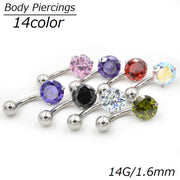 へそピアス 14G レディース 1個 アクセサリー ボディピアス バナナバーベル へそピ ヘソピ 軟骨 耳たぶ ヘリックス ラインストーン カーブバーベル セカンドピアス 14ゲージ 1.6mm 片耳 つけっぱなし ベリー イヤーロブ 舌 眉 トラガス 臍 口 リップ インナーコンク アウターコンク ビジュー シンプル おしゃれ 女性 プレゼント ギフト 贈り物 誕生日 記念日