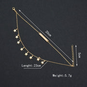 アンクレット アクセサリー レディース メンズ 足首 ブレスレット 星 スター ゴールドカラー シルバーカラー プレート 板 2重 重ね付け風 アジャスター ファッション雑貨 かわいい おしゃれ プレゼント ギフト 誕生日 女性 女性用