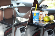カーテーブル ハンドルテーブル 車用品 カーデスク トレイ カー用品 内装用品 マルチテーブル 車載用 折りたたみ式 簡易テーブル ヘッドレスト 後部座席 パソコン 旅行 食事 ドリンク 車中泊 車内 便利グッズ カーアクセサリー ブラック 黒