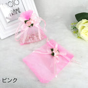 ラッピング袋 ギフトバッグ 巾着 小袋 ミニ袋 プレゼント 贈り物 装飾 リボン バラ 薔薇 高級感 半透明 透け感 シアー おしゃれ 小さめ 包装 梱包
