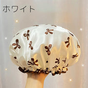 シャワーキャップ ヘアキャップ バスキャップ 柄あり リボン 防水 毛染め カラーリング トリートメント 保温 半透明 クリア お風呂 入浴 ロングヘア ショートヘア レディース 女性 かわいい バスグッズ