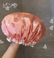 シャワーキャップ ヘアキャップ バスキャップ 柄あり リボン 防水 毛染め カラーリング トリートメント 保温 半透明 クリア お風呂 入浴 ロングヘア ショートヘア レディース 女性 かわいい バスグッズ