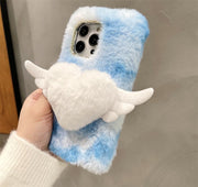 iPhoneケース iPhoneカバー スマホケース スマホカバー 背面保護 ふわふわ もこもこ ハート かわいい 羽 おしゃれ スマートフォンアクセサリー