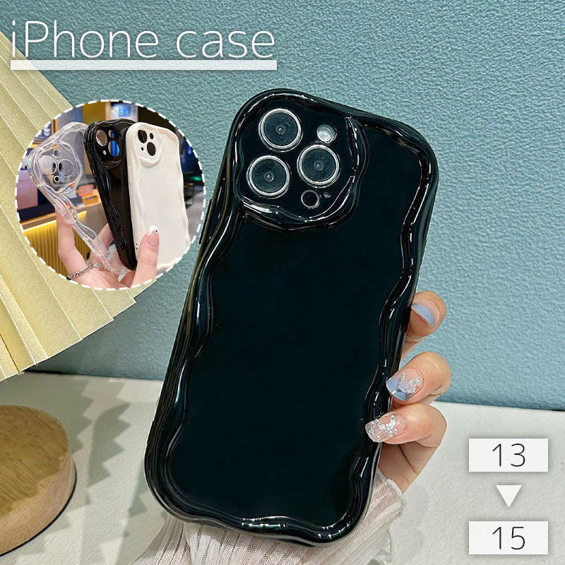 iPhoneケース iPhoneカバー スマホケース スマホカバー 透明 クリア 単色 ウェーブ 落下 保護 傷防止 耐衝撃 衝撃吸収 アイフォン Apple アップル おしゃれ