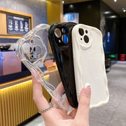 iPhoneケース iPhoneカバー スマホケース スマホカバー 透明 クリア 単色 ウェーブ 落下 保護 傷防止 耐衝撃 衝撃吸収 アイフォン Apple アップル おしゃれ