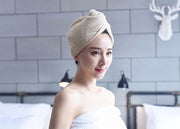 タオルキャップ ヘアキャップ ヘアタオル ドライキャップ レディース バス用品 ボタン ひっかけ 吊り下げ 吸水