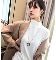 ネックレス ペンダント レディース アクセサリー ラインストーン ロングネックレス ボックスチェーン 四角形 正方形 ファッション小物 キラキラ おしゃれ 外出 お出掛け デート ギフト 記念日 誕生日 贈り物 プレゼント