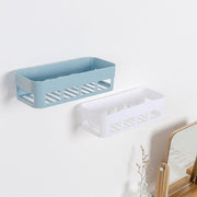 壁掛け収納バスケット 収納ラック バス用品 スクエア プラスチック バスルーム 洗面所 キッチン 石鹸 洗面用具 シャンプー ボディーソープ 洗剤 トイレタリー 収納 整理 スッキリ シンプル 無地 白 青