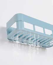 壁掛け収納バスケット 収納ラック バス用品 スクエア プラスチック バスルーム 洗面所 キッチン 石鹸 洗面用具 シャンプー ボディーソープ 洗剤 トイレタリー 収納 整理 スッキリ シンプル 無地 白 青