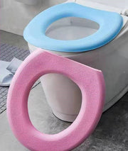 便座カバー 便座シート 便座クッション O型 トイレ用品 トイレカバー 便器カバー 防水 厚手 面ファスナー 貼るタイプ 取り付け簡単 単色 シンプル かわいい 花柄 フラワー 交換 家庭用 青 ピンク 紫 緑