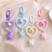 キーホルダー キーリング ストラップ レディース 女性 アクセサリー ファッション雑貨 ハート カニカン リボン 鈴型 ピンク ブルー ホワイト ファンシー メルヘンチック ガーリー ポップ カジュアル かわいい キュート おしゃれ