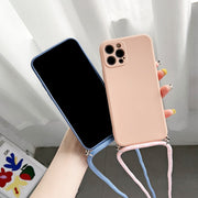 iPhoneケース スマホケース ストラップ付き コード付き 斜め掛け 落下防止 背面保護 無地 シンプル 13 12 11 Pro ProMax Mini X XR XSMAX 8 7 6