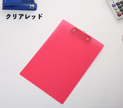 クリップボード A5サイズ バインダー クリップホルダー シンプル 無地 クリアカラー ビジネス オフィス 学校 文房具