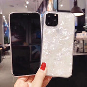 iPhone用ケース iPhone用カバー アイフォン シェル風 貝殻風 TPU スマホカバー スマホケース カバー ケース 保護 防止 お洒落 オシャレ おしゃれ 可愛い かわいい 綺麗 キュート 大人可愛い オーロラカラー ホワイト ブラック ピンク