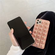 スマートフォンケース iPhone対応ケース スマホカバー 携帯ケース 携帯カバー ハート メタリック 立体 凸凹 デコボコ キラキラ 背面保護 傷防止 おしゃれ かわいい レディース 女性