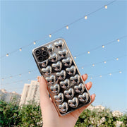 スマートフォンケース iPhone対応ケース スマホカバー 携帯ケース 携帯カバー ハート メタリック 立体 凸凹 デコボコ キラキラ 背面保護 傷防止 おしゃれ かわいい レディース 女性