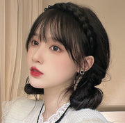 ポイントウィッグ カチューシャ 前髪ウィッグ 部分ウィッグ 三つ編み エクステ ヘアアクセサリー レディース 女性 髪飾り エクステンション ヘアアレンジ 編み込み 三つ編みカチューシャ ふんわり かわいい おしゃれ 簡単 ガーリー 黒 茶