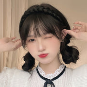 ポイントウィッグ カチューシャ 前髪ウィッグ 部分ウィッグ 三つ編み エクステ ヘアアクセサリー レディース 女性 髪飾り エクステンション ヘアアレンジ 編み込み 三つ編みカチューシャ ふんわり かわいい おしゃれ 簡単 ガーリー 黒 茶