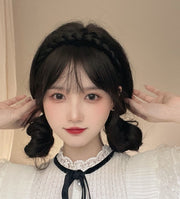 ポイントウィッグ カチューシャ 前髪ウィッグ 部分ウィッグ 三つ編み エクステ ヘアアクセサリー レディース 女性 髪飾り エクステンション ヘアアレンジ 編み込み 三つ編みカチューシャ ふんわり かわいい おしゃれ 簡単 ガーリー 黒 茶