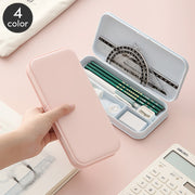 ペンケース 筆箱 見開き ボックス型 文房具 仕切り付き 角丸 おしゃれ かわいい シンプル くすみカラー まるみデザイン 箱型 片開き ふで箱 筆入れ ペンホルダー 小物収納 学生 高校生 中学生 女の子 女子