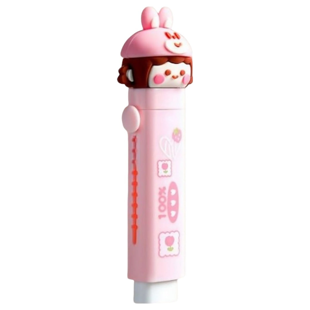 スティック型消しゴム 替えゴム付き 猫 ネコ 肉球 女の子 クマ ウサギ ネコ ケース 文具 文房具 かわいい おしゃれ プレゼント 小学生 中学生 高校生 大学生 大人 パステル コンパクト スライド式 ピンク パープル ブルー イエロー