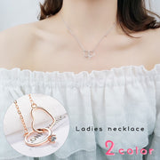 ネックレス レディース 女性 アクセサリー ファッション雑貨 小物 アズキチェーン 細身 細め 指輪型 リング ハート シルバーカラー ローズゴールドカラー かわいい キュート きれい エレガント プレゼント ギフト
