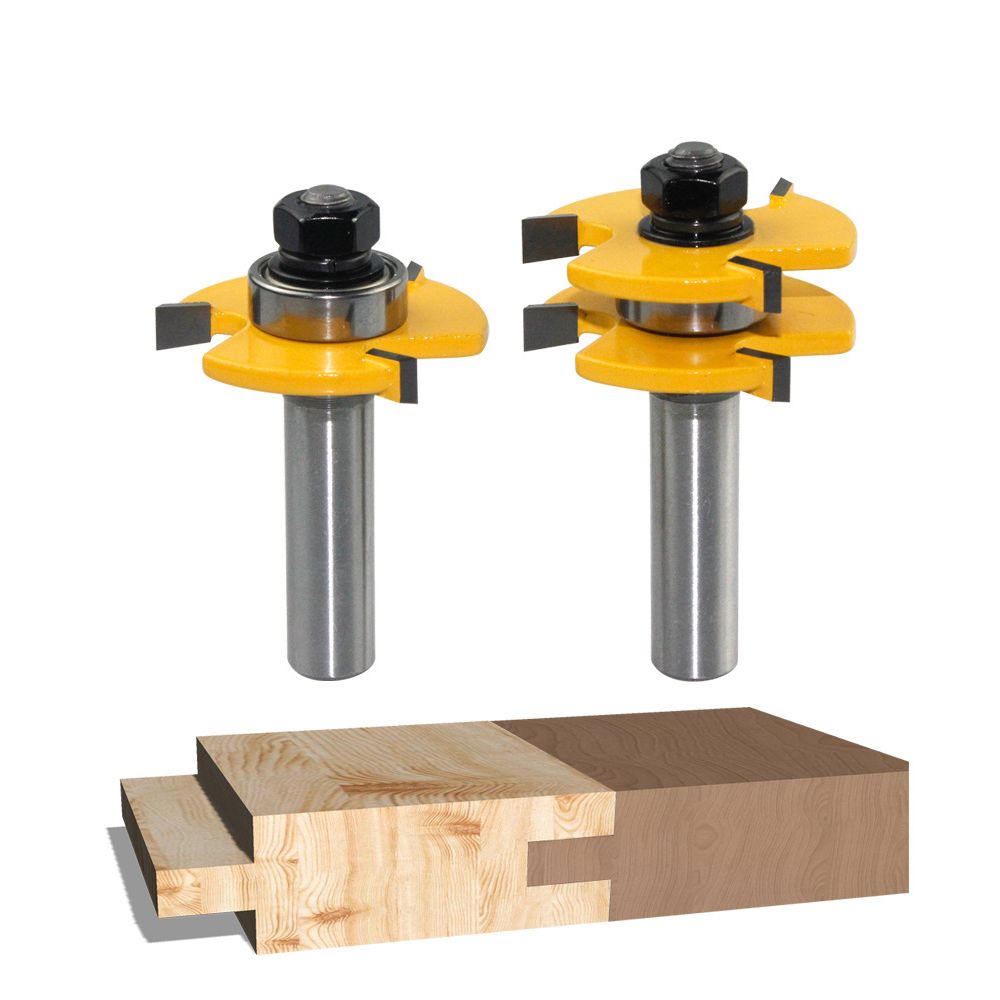 ルータービット 3歯 T型ほぞカッター 2本セット 12mmシャンク 横溝 木工 溝ほり 板継ぎ 切削工具 DIY 木材加工