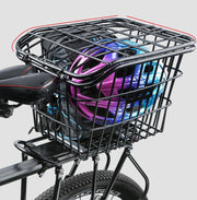 フタ付き 自転車用 カゴ リアバスケット 後ろカゴ リアかご 後ろ カゴ バスケット 防犯 蓋 ふた 荷台設置 荷物 買い物 通勤 通学 スチール 大容量 固定式 後付け 自転車用品 自転車アクセサリー